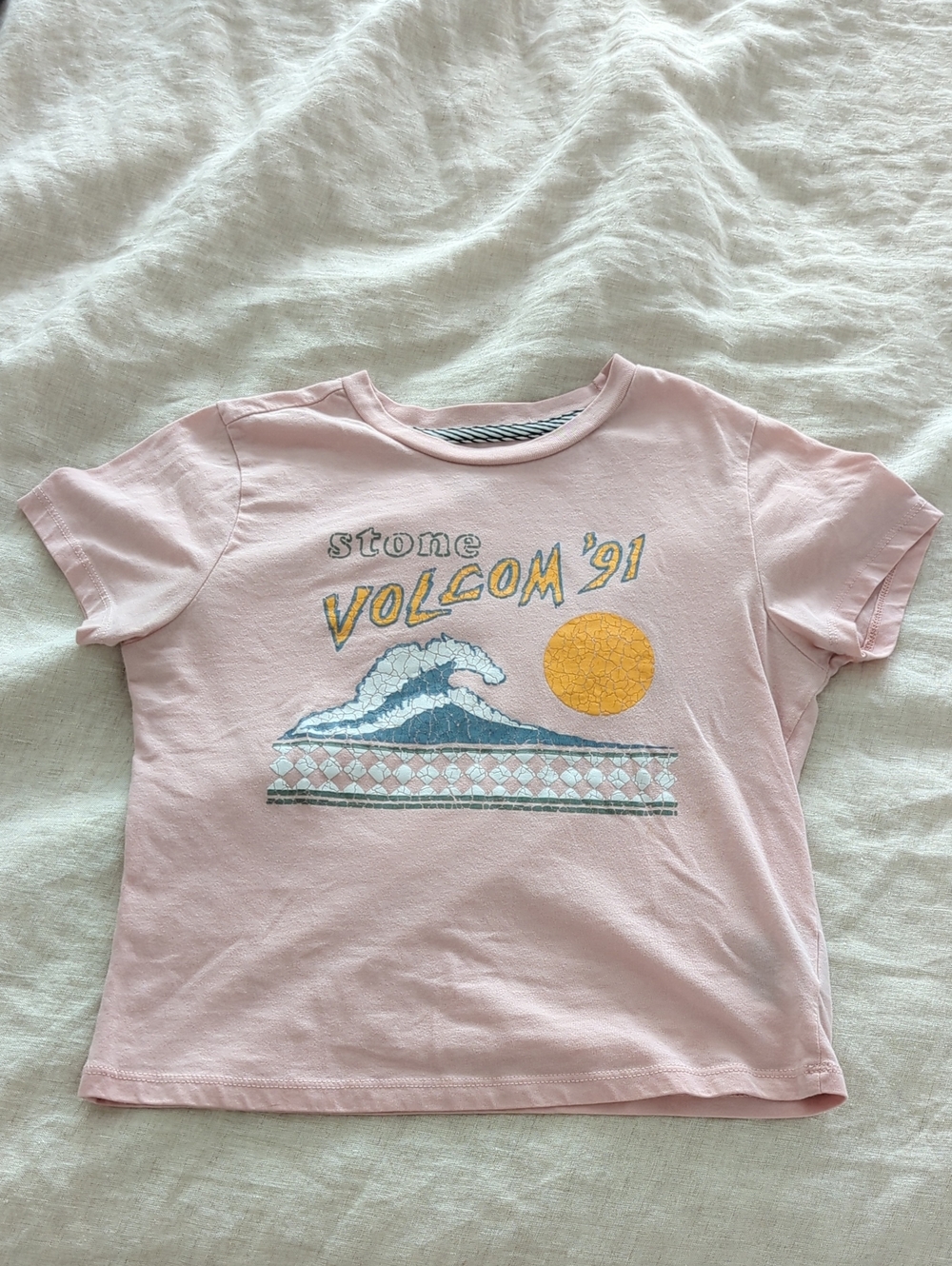 Volcom Pink Kids' Graphic Tee with Wave & Sun